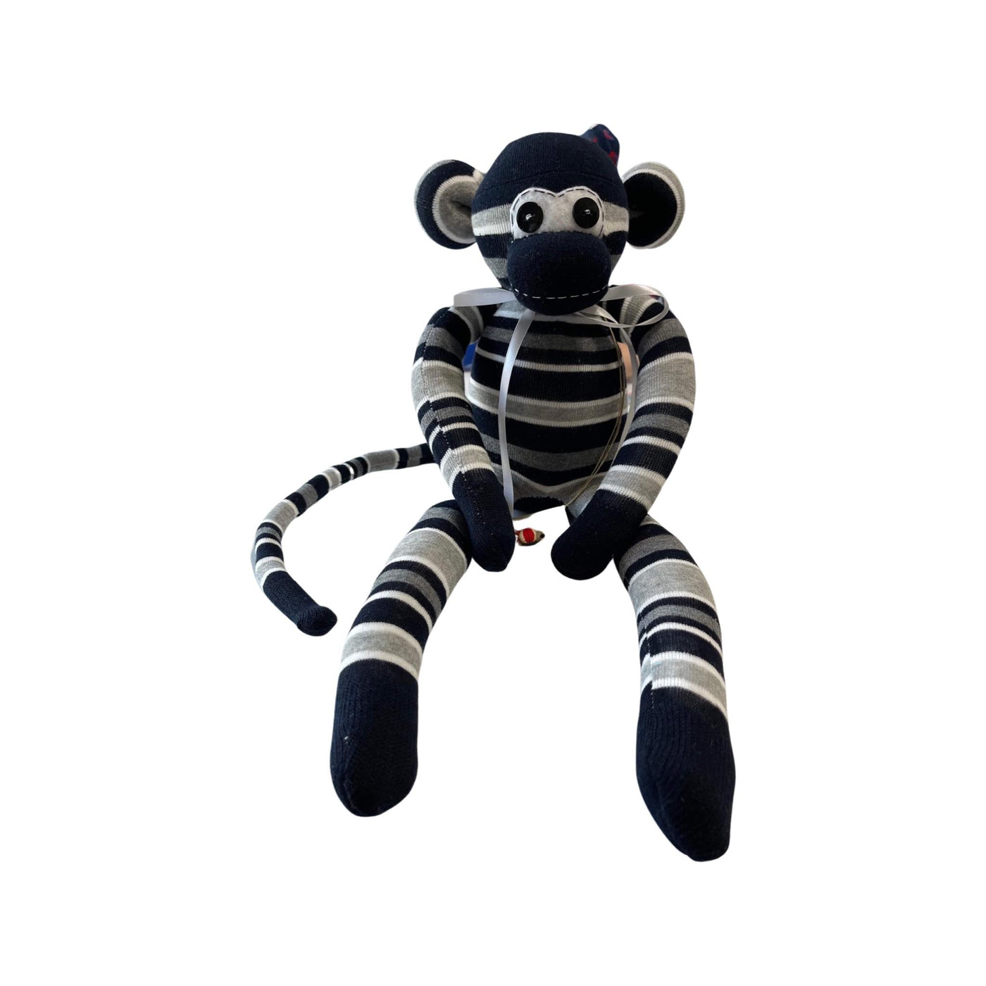 "LEO" Sock Monkey - Black & White Stripe