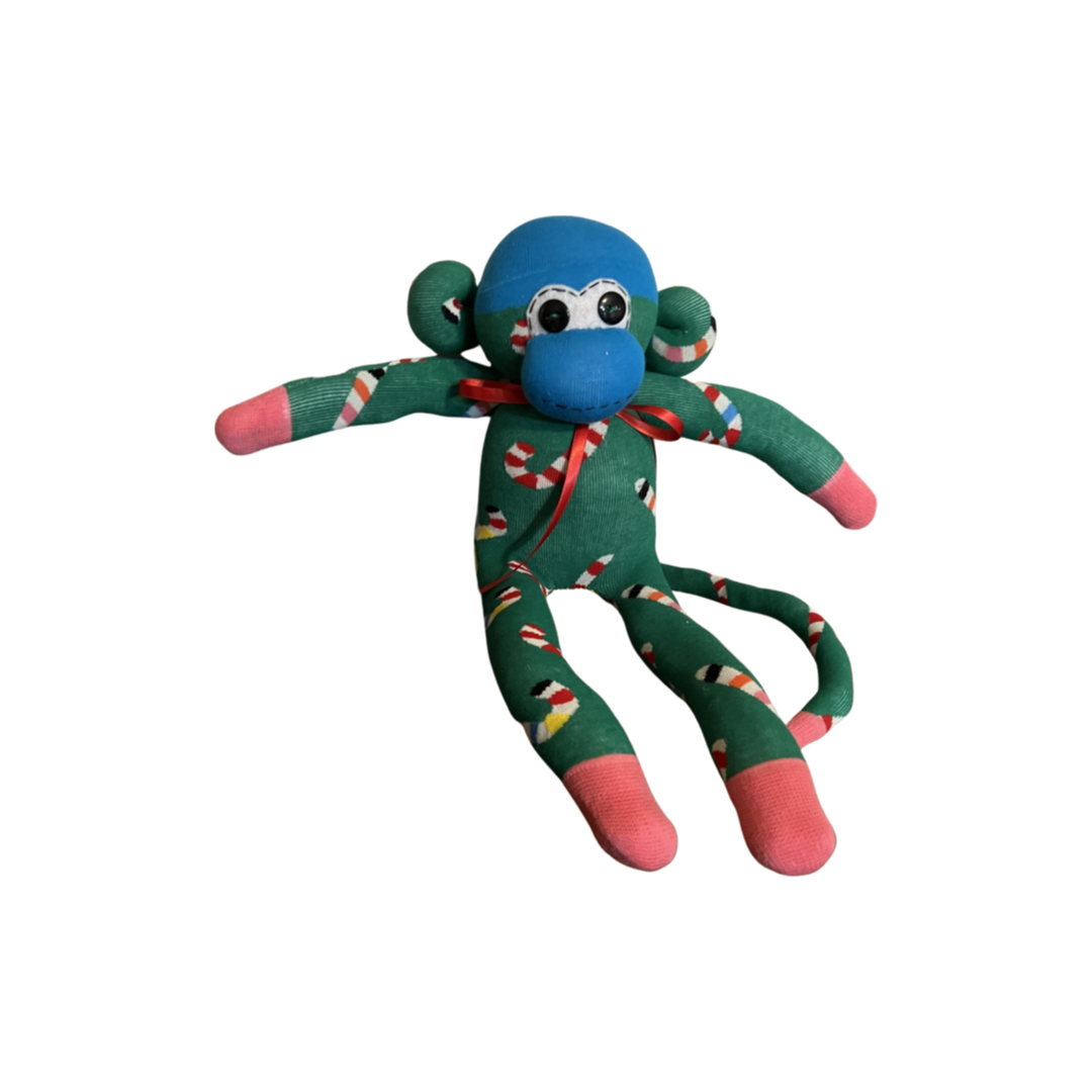 "LEO" Sock Monkey - Candy Cane Monkey