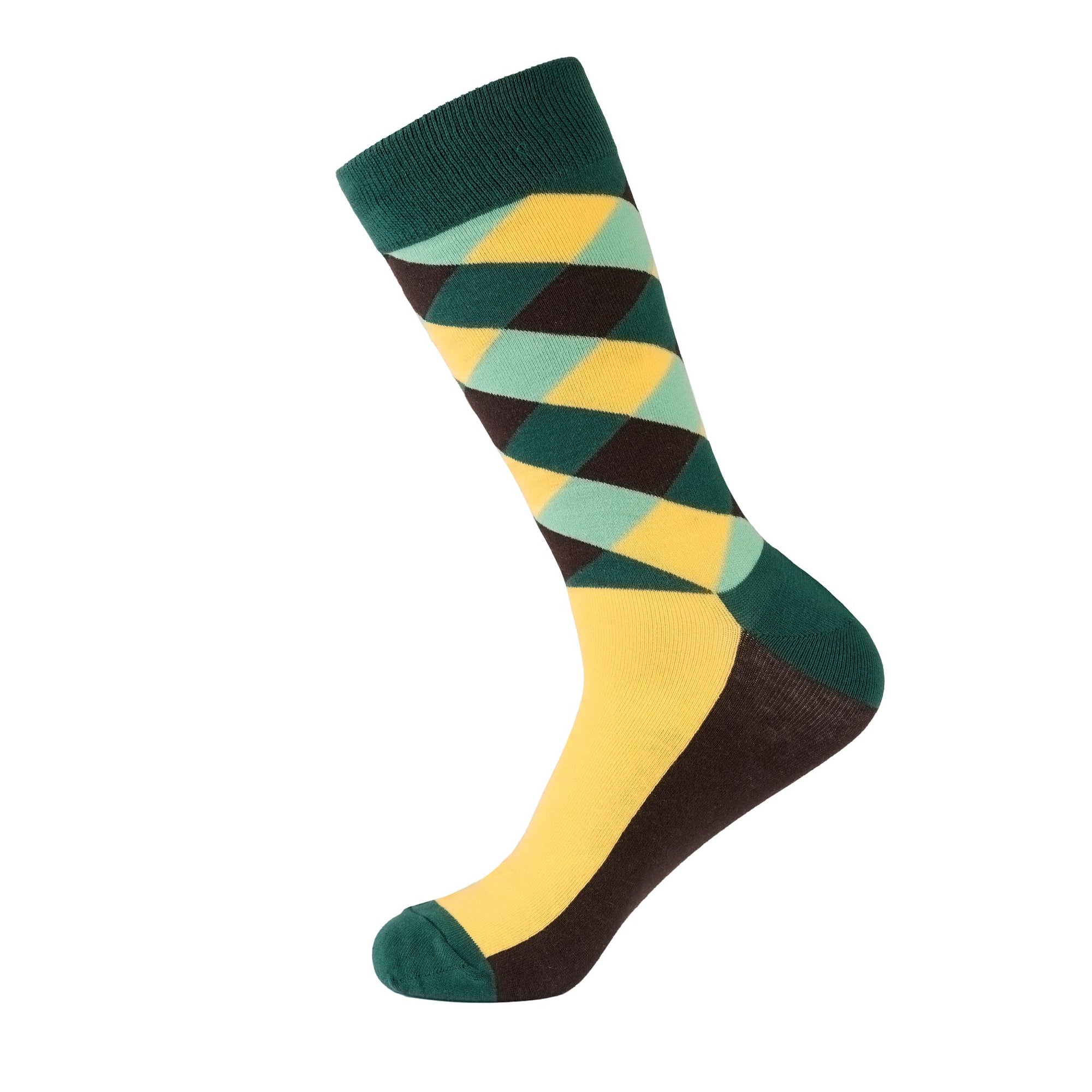 Argyle Green & Yellow Crew Socks
