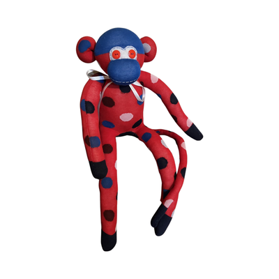 "LEO" Sock Monkey - Red Polka Dot