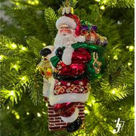 Glass Santa in Chimney Ornament