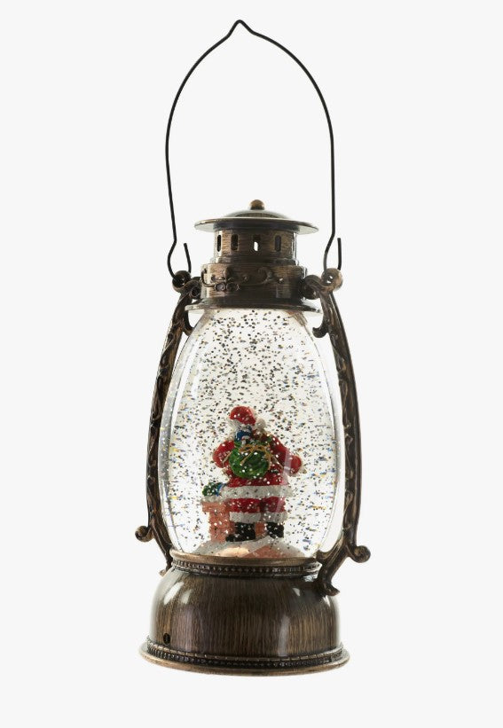 Antique Gold Musical Oil Lantern LED Snow Globe