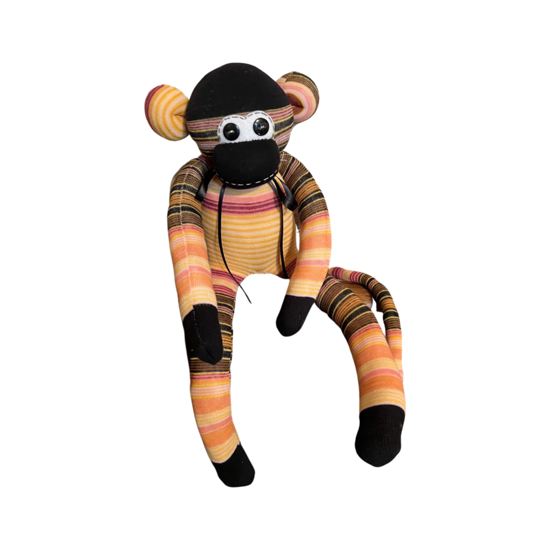 "LEO" Sock Monkey - Yellow Stripe
